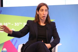 Jen Berrent of WeWork speaks onstage during We Need To Talk panel in Reuters at 2016 Advertising Week New York on September 26, 2016 in New York City.