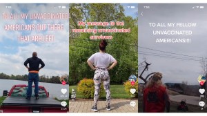 Capturas de pantalla de usuarios de TikTok que no planean vacunarse